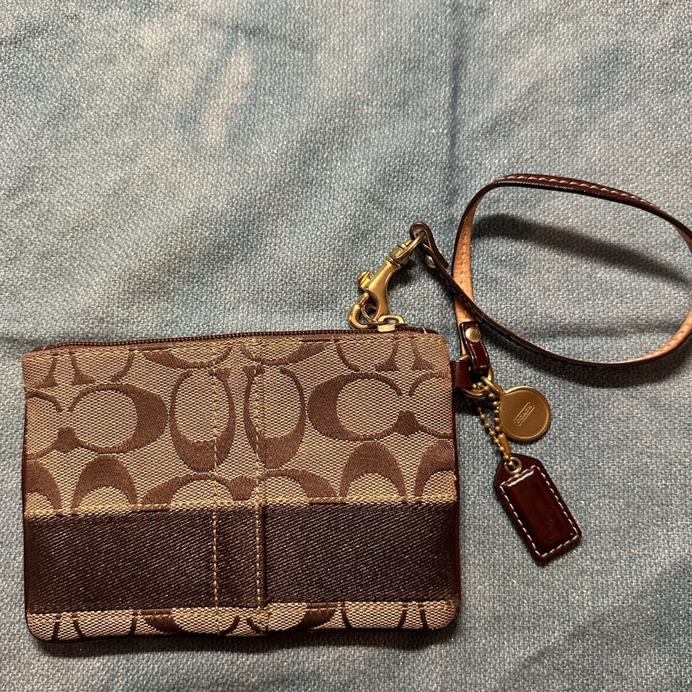 Coach Brown Monogram Wristlet